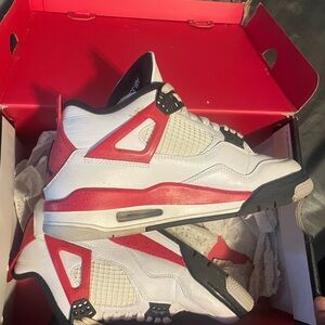 Jordan White and Red Sneakers with Black.